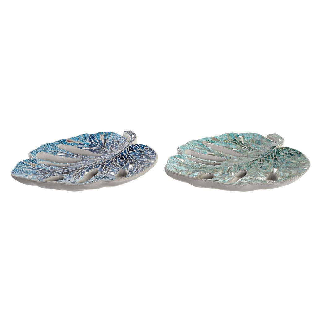 Centro de Mesa DKD Home Decor Azul Verde Resina Cristal 45 x 36 x 9 cm 43 x 36 x 9 cm (2 Unidades)
