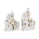 Adorno Navideño DKD Home Decor Casa Nevado Magnesio (38 x 21 x 45 cm) (2 Unidades)