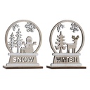 Adorno Navideño DKD Home Decor Madera Reno (12 x 4 x 15 cm) (2 Unidades)