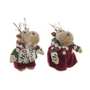 Christmas bauble DKD Home Decor Polyester Reindeer (9 x 12 x 15 cm) (2 Units)