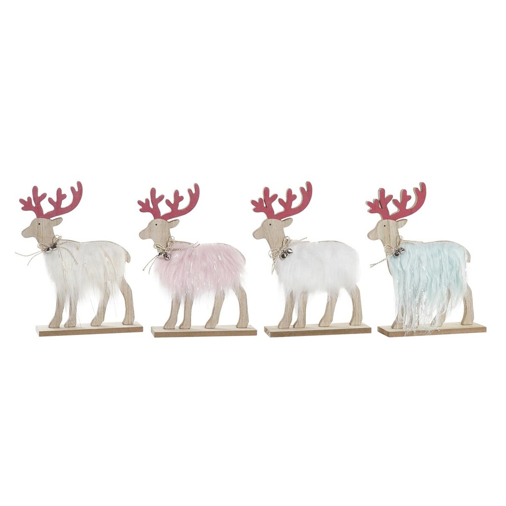 Christmas bauble DKD Home Decor Polyester MDF Reindeer (23 x 5 x 16 cm) (4 Units)
