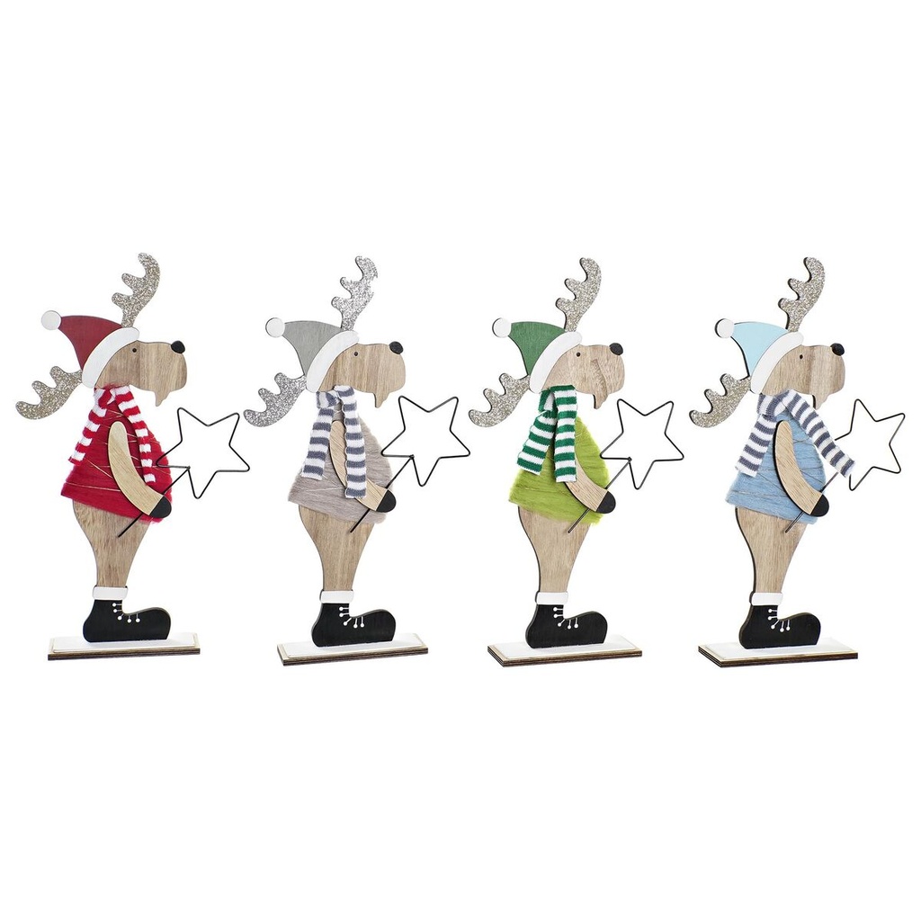 Christmas bauble DKD Home Decor Wood Polyester Reindeer (5 x 22 x 41 cm) (4 Units)