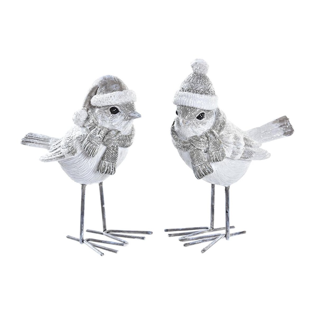 Adorno Navideño DKD Home Decor Resina Pájaro (10,5 x 5,5 x 10,5 cm) (2 Unidades)