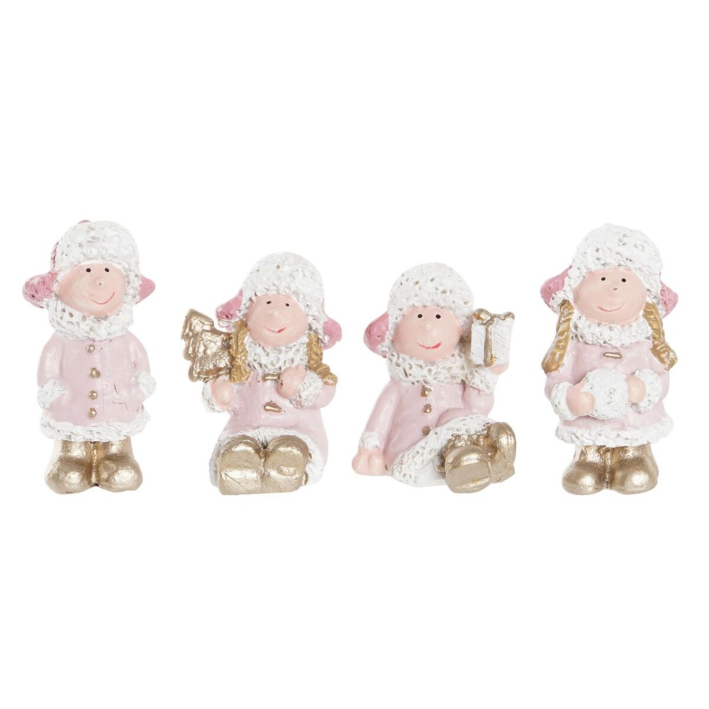 Adorno Navideño DKD Home Decor Resina Ángel (3,5 x 2,5 x 4 cm) (4 Unidades)