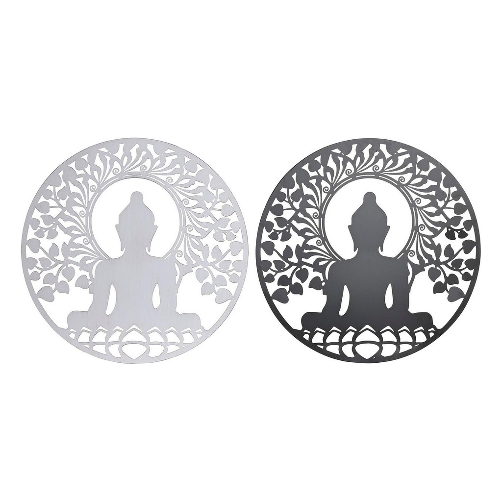 Decoración de Pared DKD Home Decor Metal Buda (2 Unidades) (60 x 1 x 60 cm)