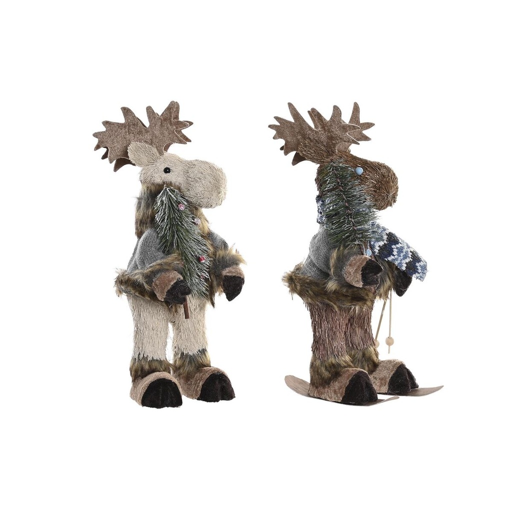 Figura Decorativa DKD Home Decor Navidad Reno Natural Poliestireno (15 x 16 x 35 cm) (2 Unidades)