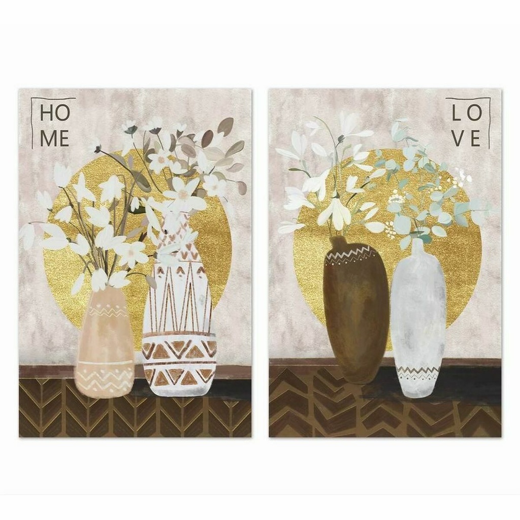 Canvas DKD Home Decor Pinewood Canvas 40 x 1,8 x 50 cm