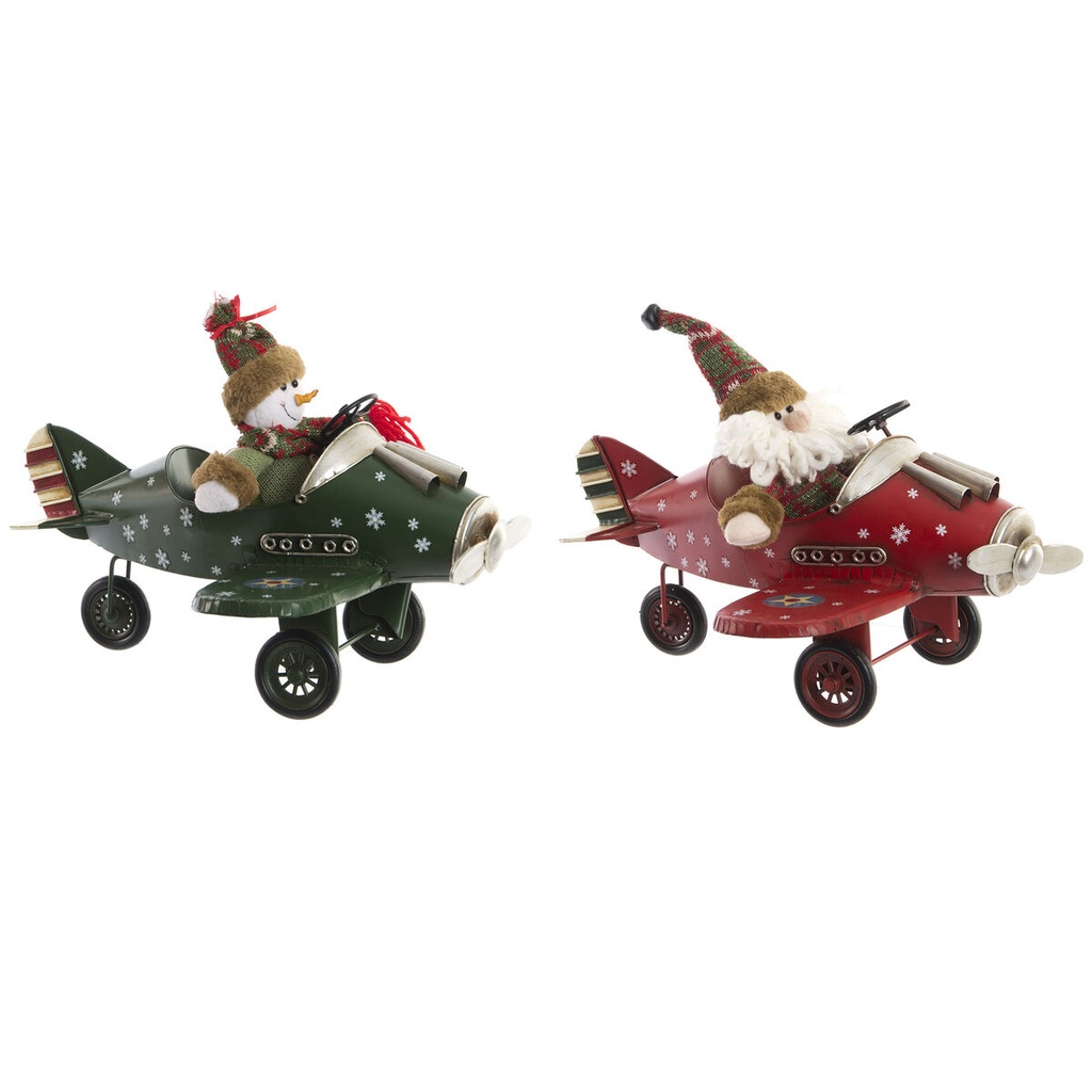 Adorno Navideño DKD Home Decor Avión Metal (36,5 x 23 x 25 cm) (2 Unidades)