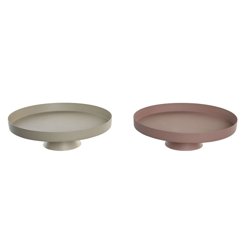 Centro de Mesa DKD Home Decor Beige Rosa Hierro 31 x 31 x 9 cm (2 Unidades)