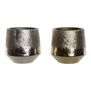 Centerpiece DKD Home Decor Golden Silver Aluminium 19 x 19 x 20 cm (2 Units)