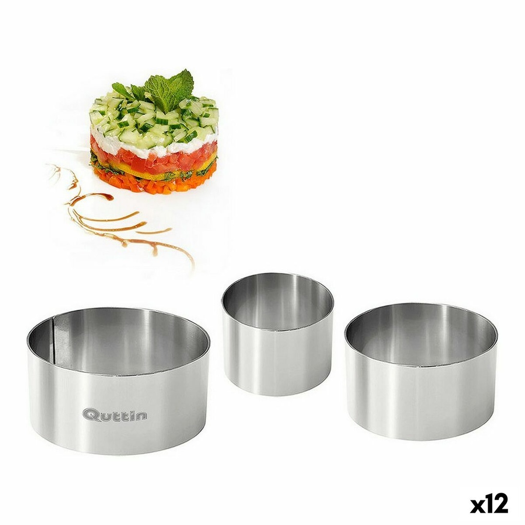 Serving mould Quttin Silver Stainless steel 12 Units (3 Pieces)