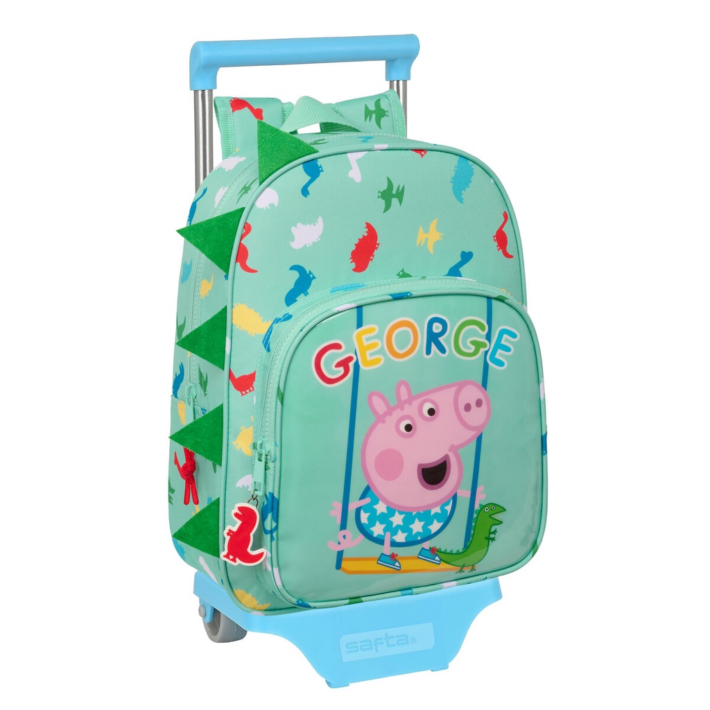 Mochila Escolar con Ruedas Peppa Pig George Menta 26 x 34 x 11 cm