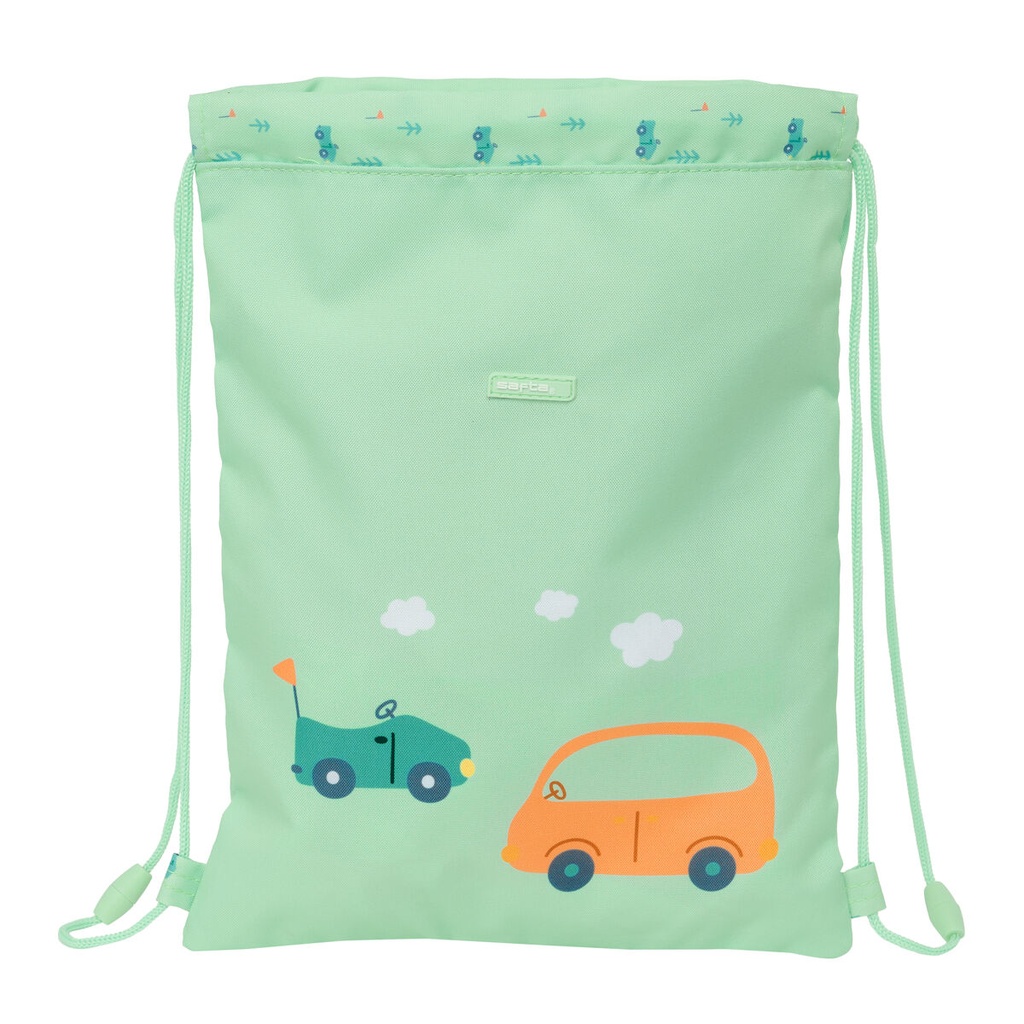Bolsa Mochila con Cuerdas Safta Coches Verde 26 x 34 x 1 cm