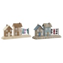 Decorative Figure Home ESPRIT Blue Red Multicolour Houses 25,5 x 9 x 13,5 cm (2 Units)