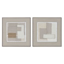 Painting Home ESPRIT Brown Beige Jute polystyrene Abstract Urban 62 x 3,2 x 62 cm (2 Units)