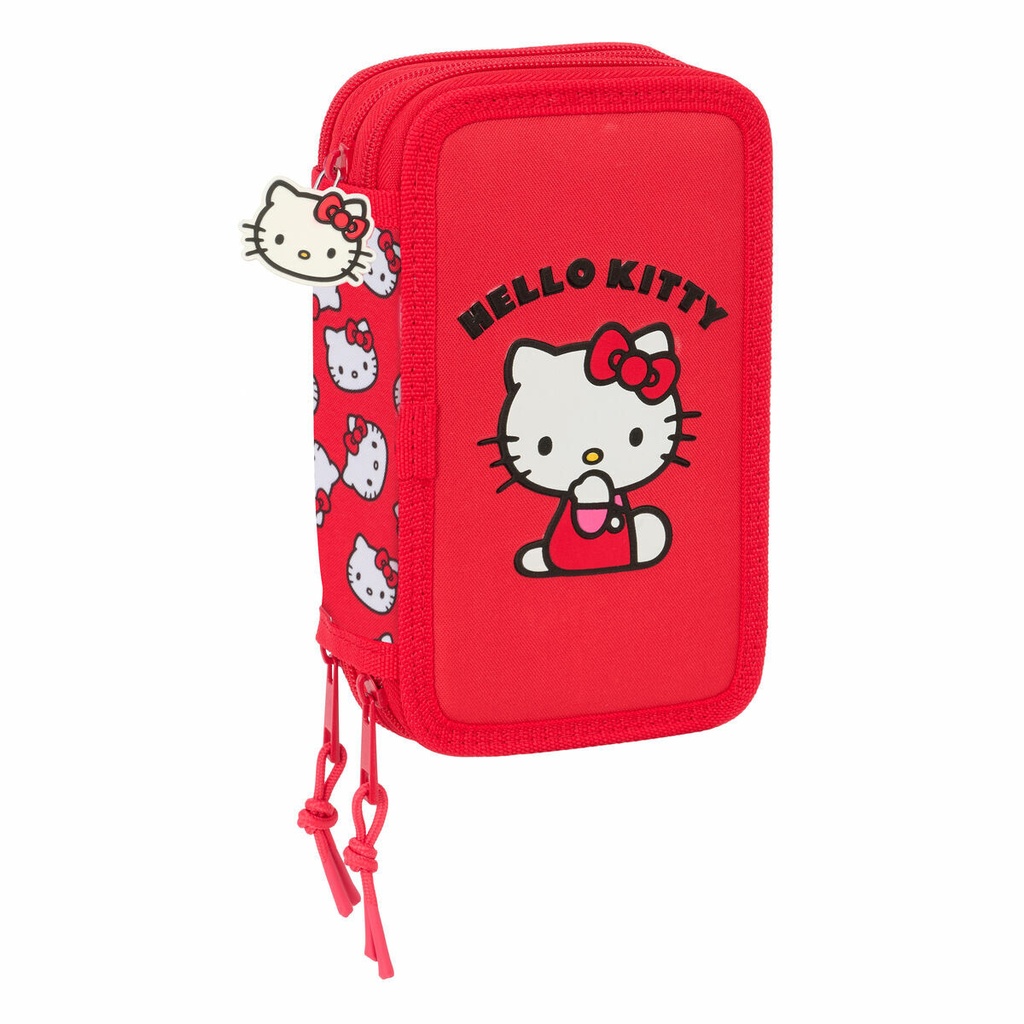 Plumier Triple Hello Kitty Iconic Blanco Rojo 12,5 x 19,5 x 5,5 cm 37 Piezas