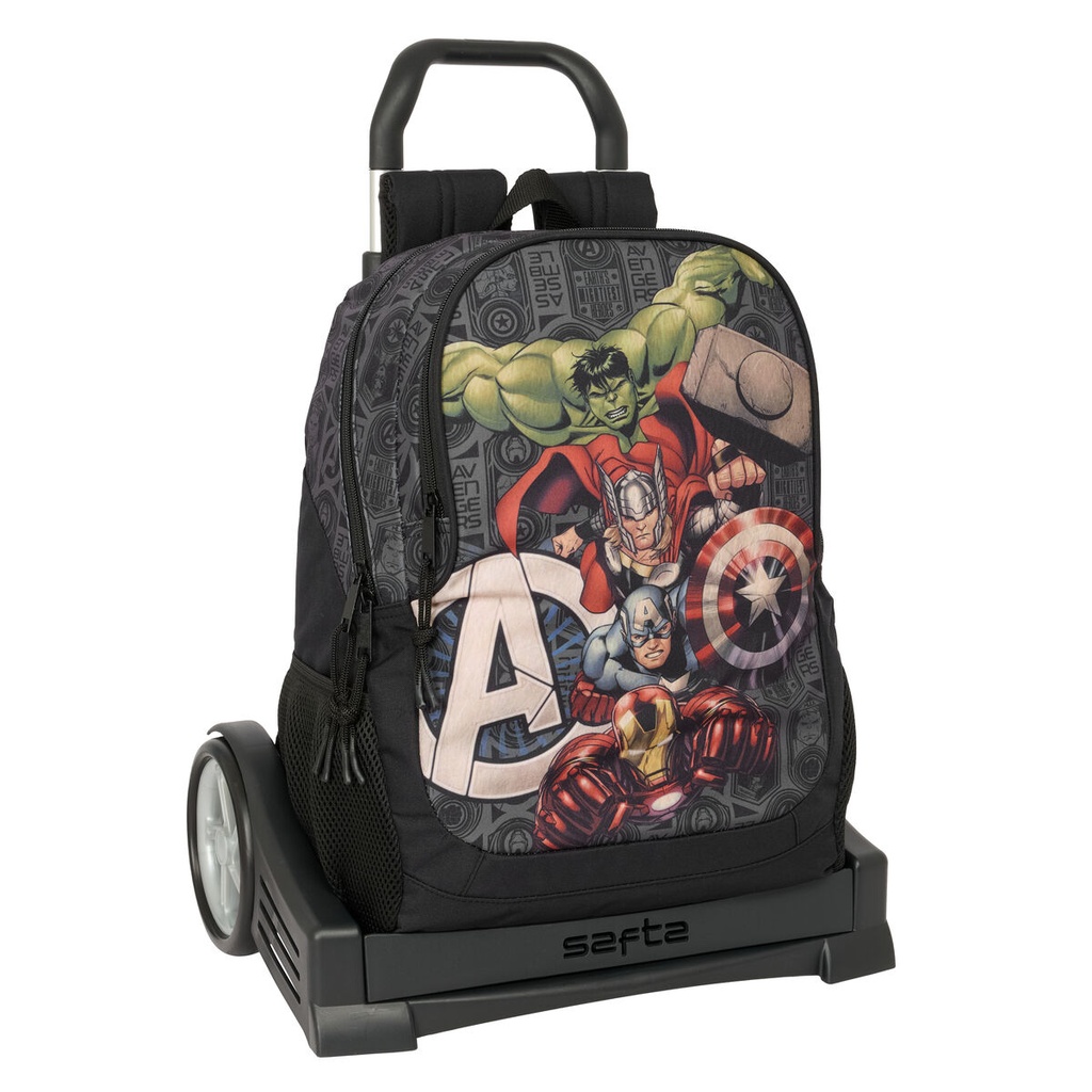 School Rucksack with Wheels The Avengers Vendetta Black 32 x 44 x 16 cm