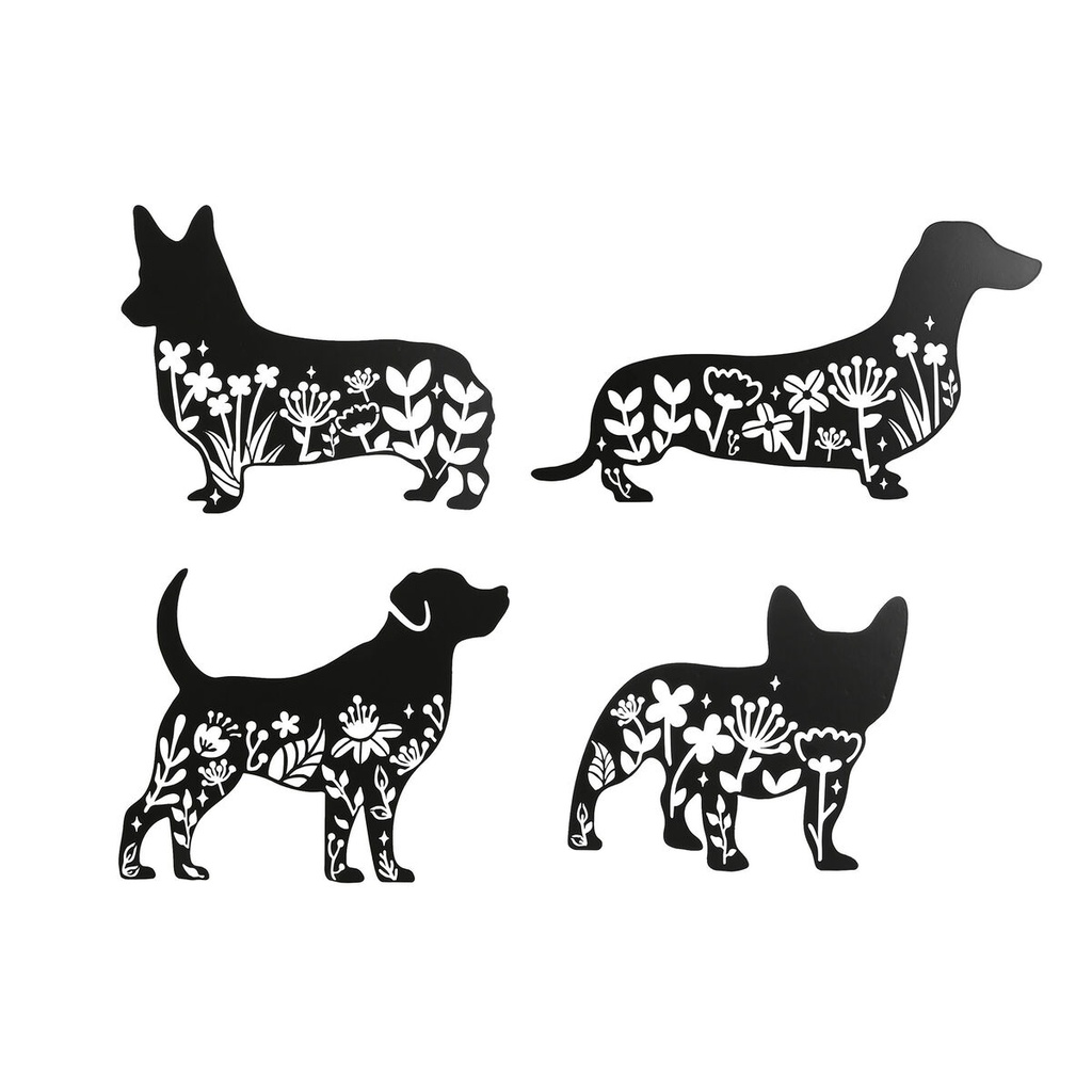 Wall Decoration Home ESPRIT Black Dog 40 x 1 x 33 cm (4 Units)