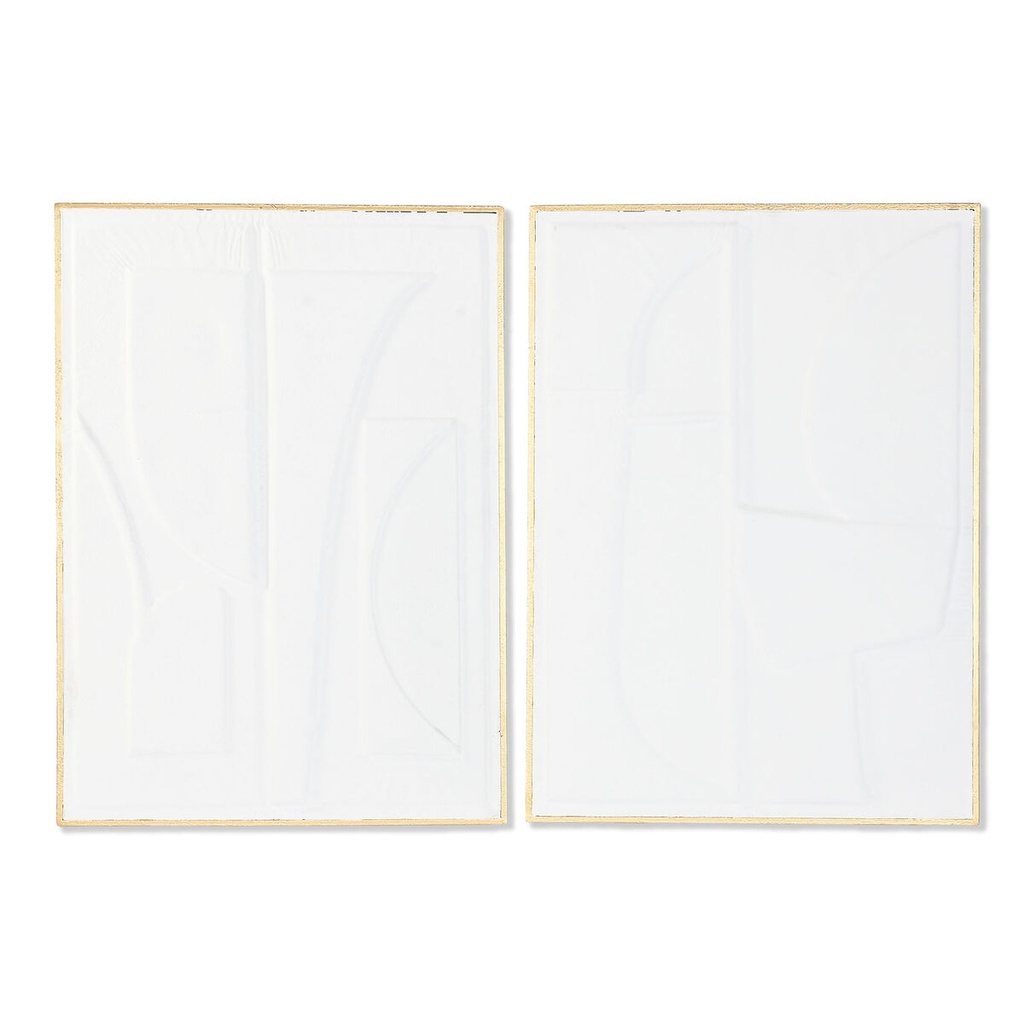 Wall Decoration Home ESPRIT White Golden Abstract 72,7 x 2,5 x 100,5 cm (2 Units)
