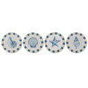 Wall Decoration Home ESPRIT Blue White Mediterranean 30 x 3 x 30 cm (4 Units)