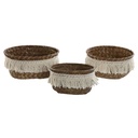 Juego de Cestas Home ESPRIT Fibra natural Boho Desgastado 16 x 16 x 6 cm