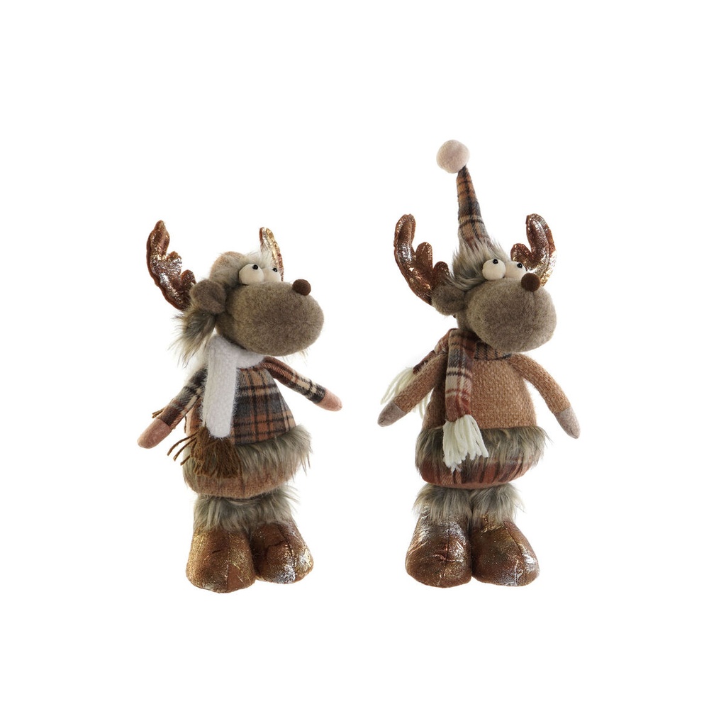 Christmas bauble DKD Home Decor Brown Reindeer 14 x 12 x 35 cm (2 Units)