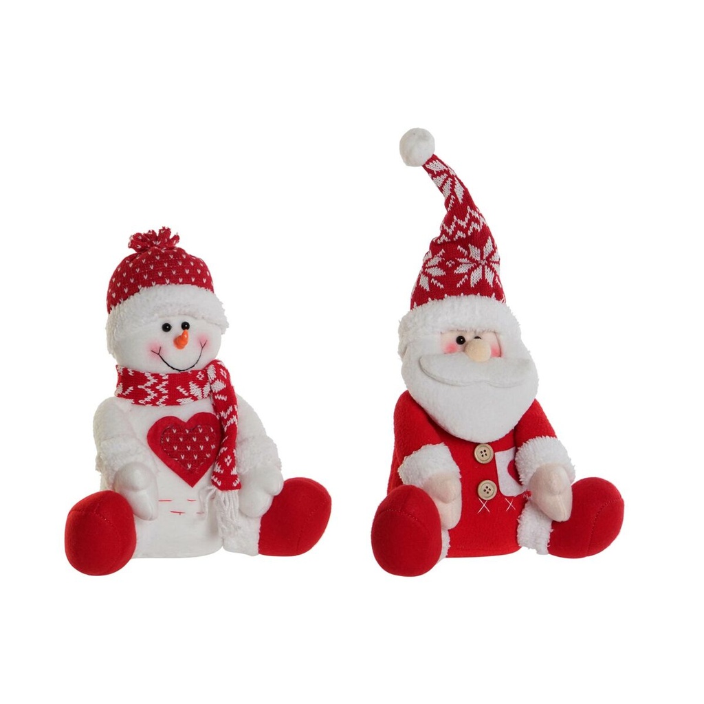 Adorno Navideño DKD Home Decor Blanco Rojo 24 x 14 x 30,5 cm (2 Unidades)