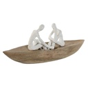 Figura Decorativa Home ESPRIT Blanco Natural Barco Mediterráneo 42 x 14 x 16 cm