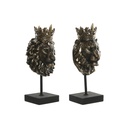 Decorative Figure Home ESPRIT Dark brown Lion Crown 21 x 18 x 44 cm (2 Units)