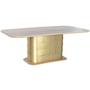 Dining Table Home ESPRIT Golden Brass Mango wood 210 x 110 x 76 cm