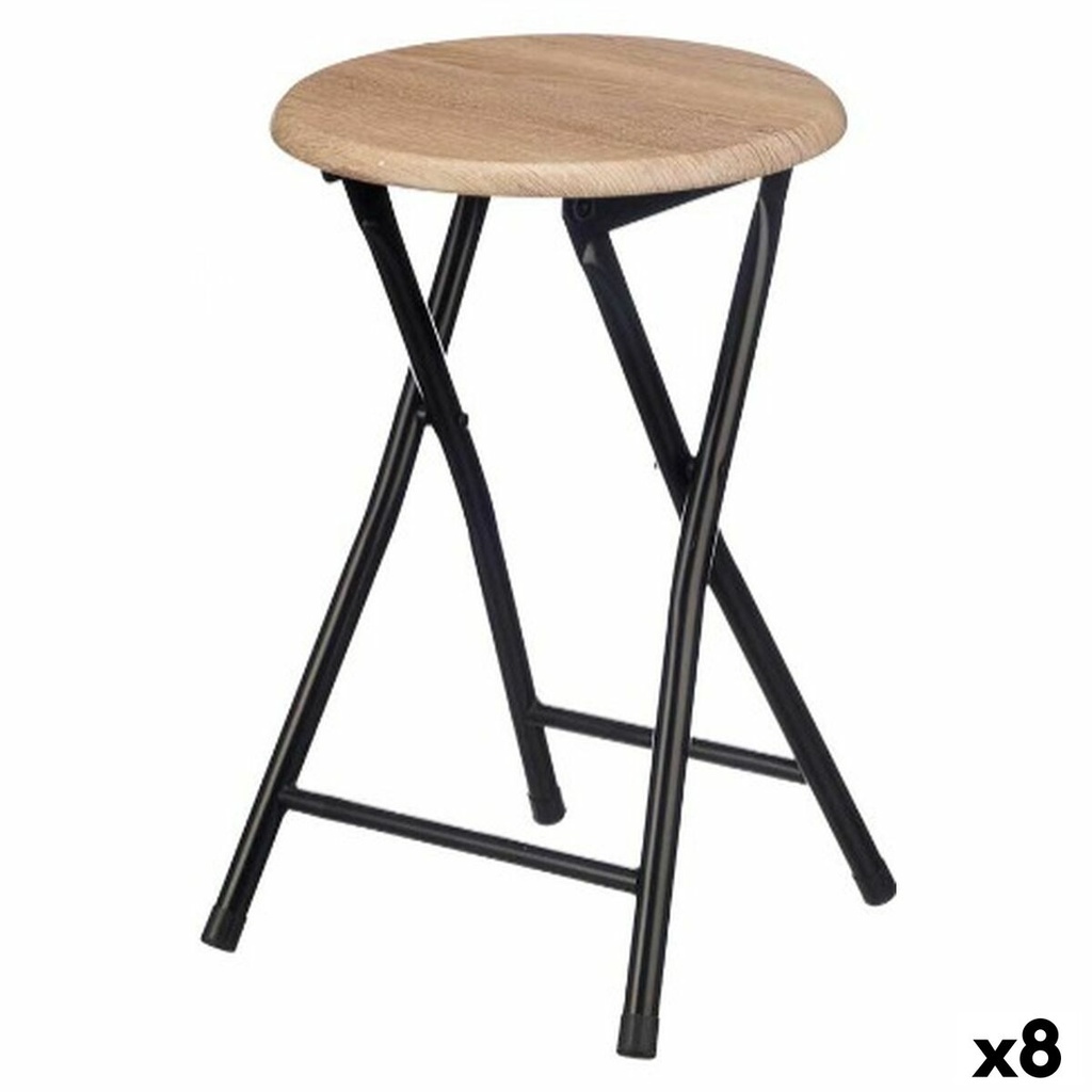 Stool Gift Decor WR7007M Natural PVC Metal MDF Wood 30 x 46 x 30 cm 71,8 x 6,5 x 30 cm (8 Units)