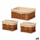 Juego de Cestos Kipit HX31449S/3 Poliéster Mimbre Tela 50 % algodón 39 x 16 x 30 cm 3 Piezas