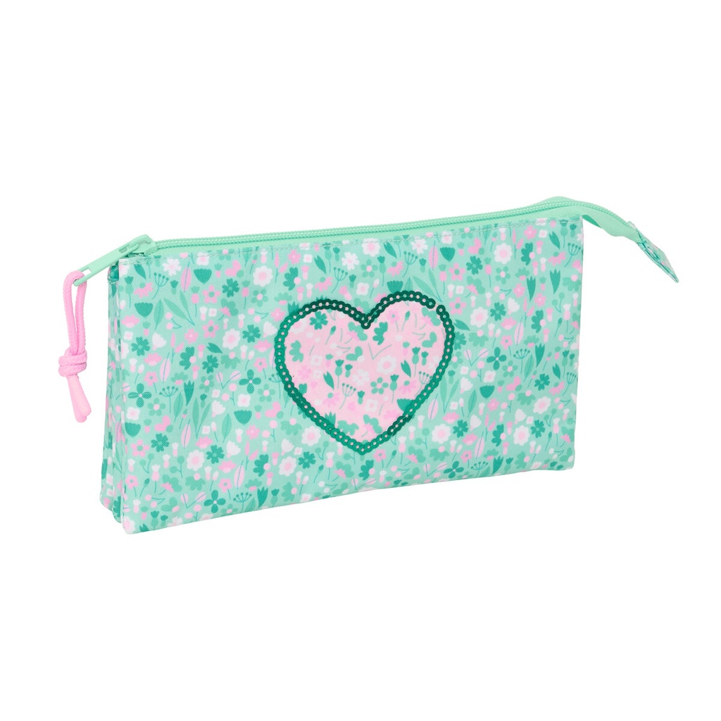 Portatodo Triple Safta Cuore Menta 22 x 12 x 3 cm