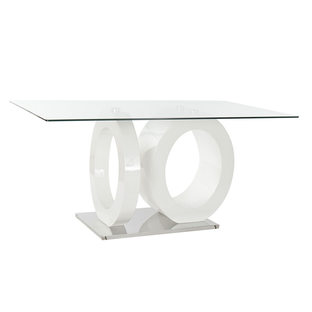 Mesa de Comedor DKD Home Decor Cristal Transparente Blanco Madera MDF (160 x 90 x 75 cm)