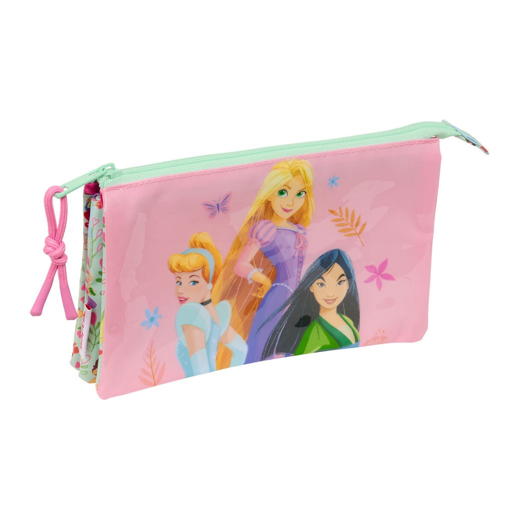 Triple Carry-all Disney Princess Bloom Green Pink 22 x 12 x 3 cm