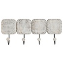 Wall mounted coat hanger Home ESPRIT White Black Iron Mango wood Urban 41 x 7 x 17 cm