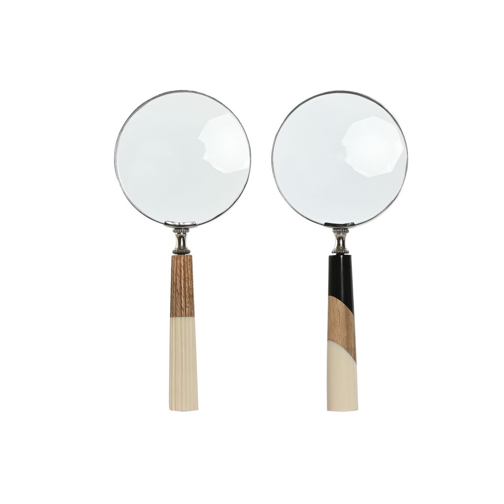 Decorative Figure Home ESPRIT Bicoloured Colonial Magnifying glass 10 x 2,5 x 24,5 cm (2 Units)