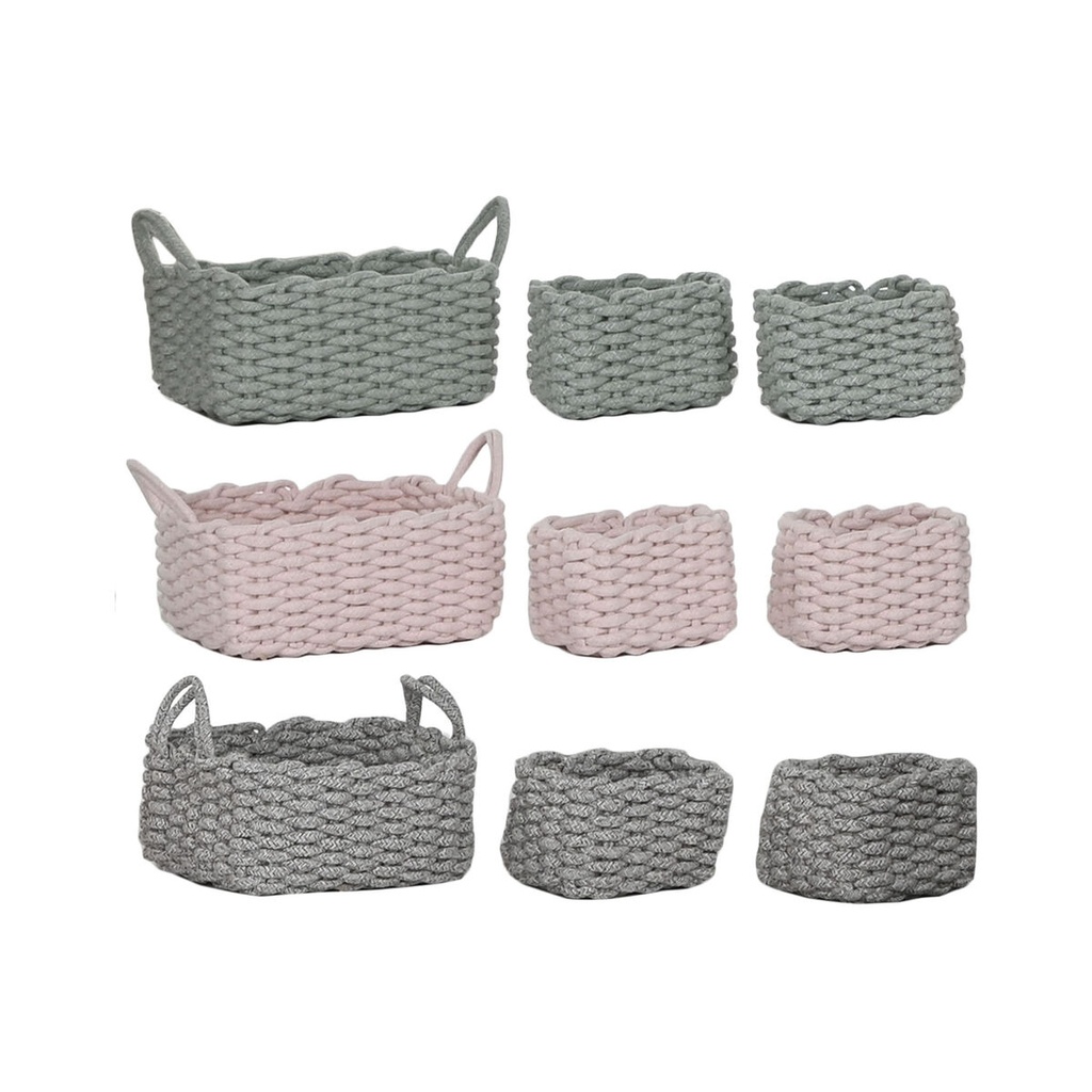 Basket set Home ESPRIT Rope 32 x 25 x 15 cm