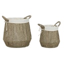 Laundry basket Home ESPRIT White Natural Marine algae 43 x 43 x 48 cm (2 Units)