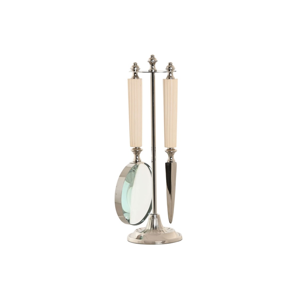 Lupa Home ESPRIT Cristal Acero Hueso 8 x 8 x 30 cm