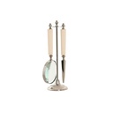 Lupa Home ESPRIT Cristal Acero Hueso 8 x 8 x 30 cm