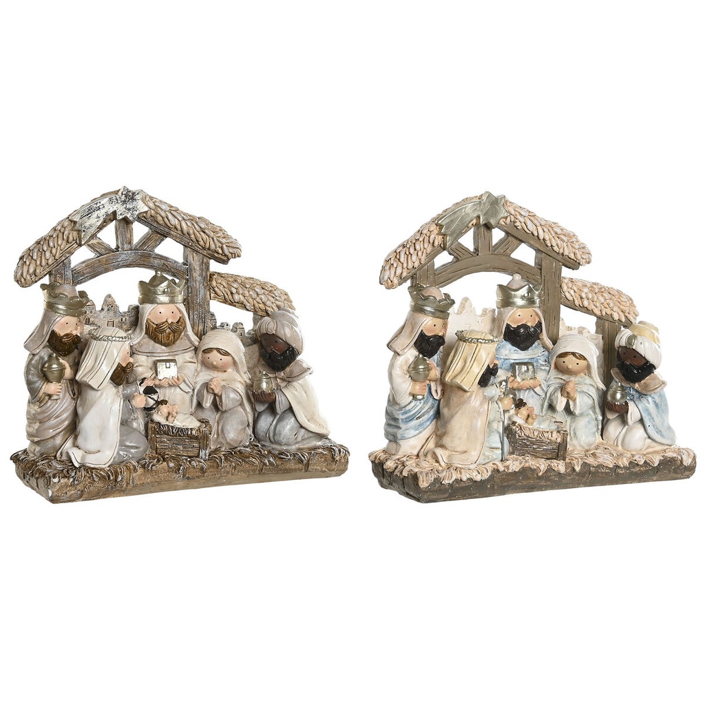 Christmas nativity set DKD Home Decor Blue White Brown Resin 20 x 7 x 17,5 cm (2 Units)