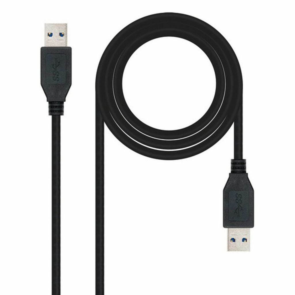 Cable USB 3.0 A a USB A NANOCABLE 10.01.1002-BK Negro 2 m