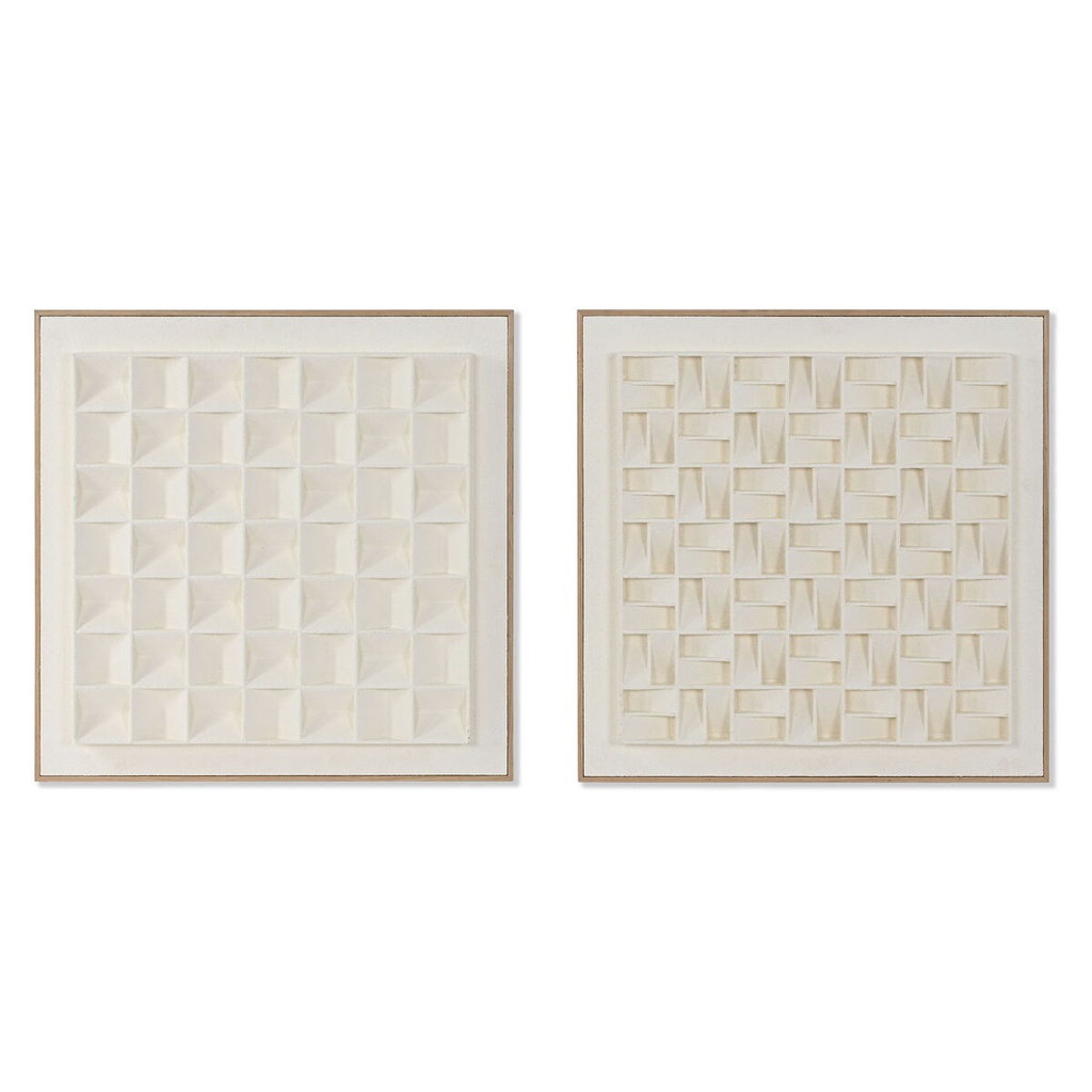 Cuadro 3D Home ESPRIT Yeso Madera MDF 60 x 7 x 60 cm