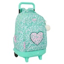 School Rucksack with Wheels Safta Cuore Mint 33 x 45 x 22 cm