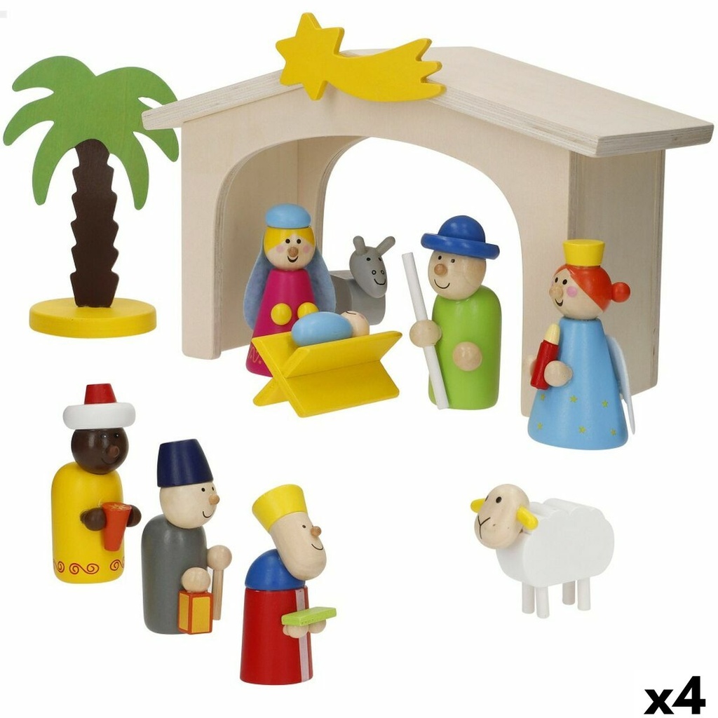 Belén de Navidad Woomax Madera plywood 23 x 16 x 11 cm (4 Unidades)