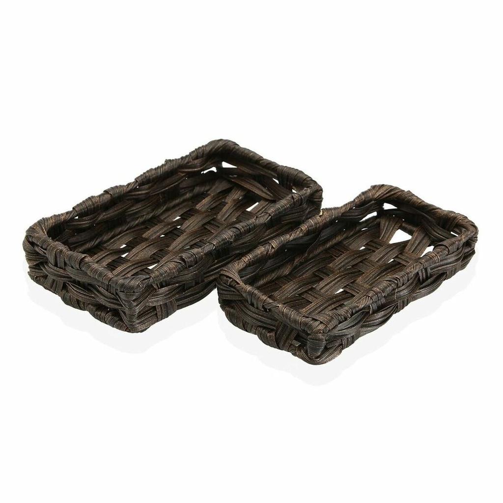 Basket set Versa 11 x 4 x 20 cm Dark brown 2 Units