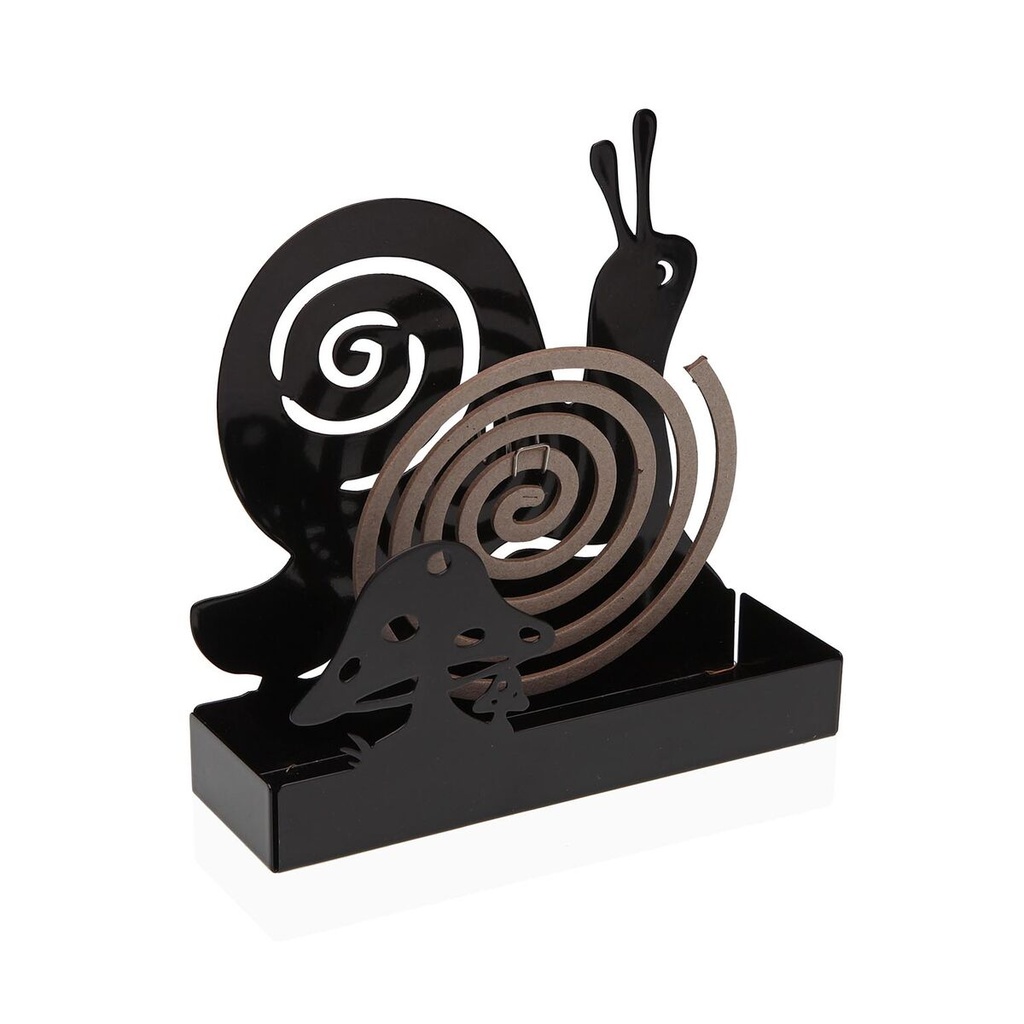 Support for mosquito coils Versa Black Metal 5 x 17 x 17 cm Snail