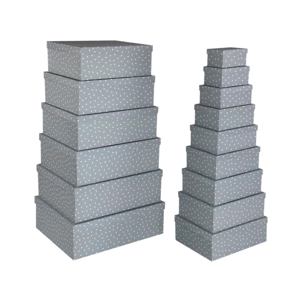 Set of decorative boxes Versa Grey Cardboard Flowers (15 Pieces)