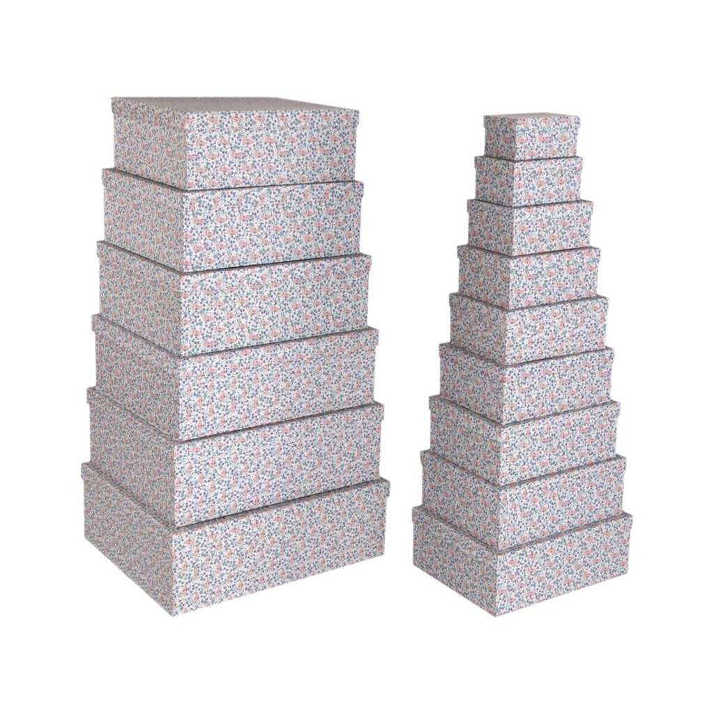 Set of decorative boxes Versa Pink Cardboard Flowers (15 Pieces)